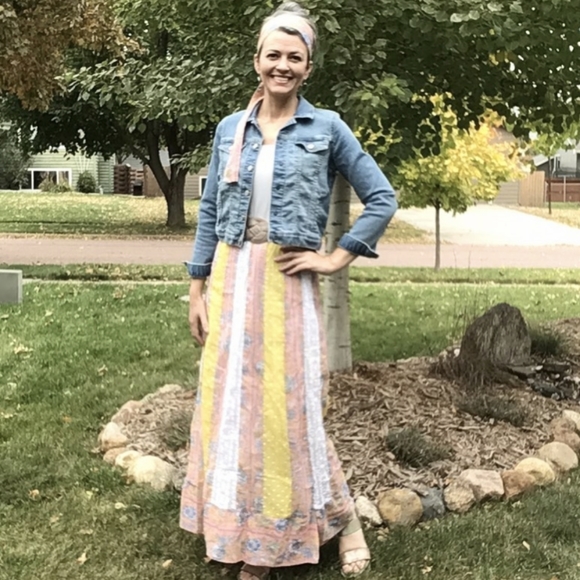 Vintage Dresses & Skirts - boho vintage PATCHWORK MAXI SKIRT S M (O8)